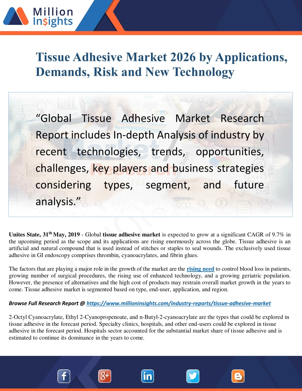 tissue adhesive market 2026 by applications