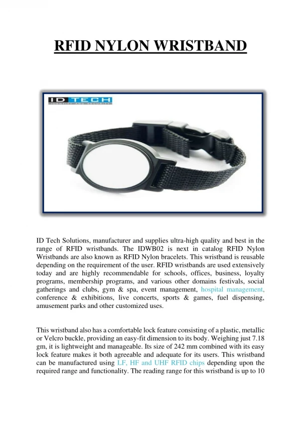 RFID Nylon Wrist Bands | RFID Wristbands Manufacturer India Gurgaon