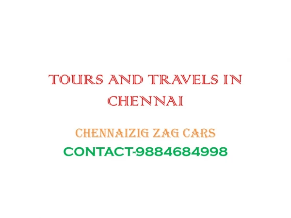 TOURS AND TRAVELS IN CHENNAI