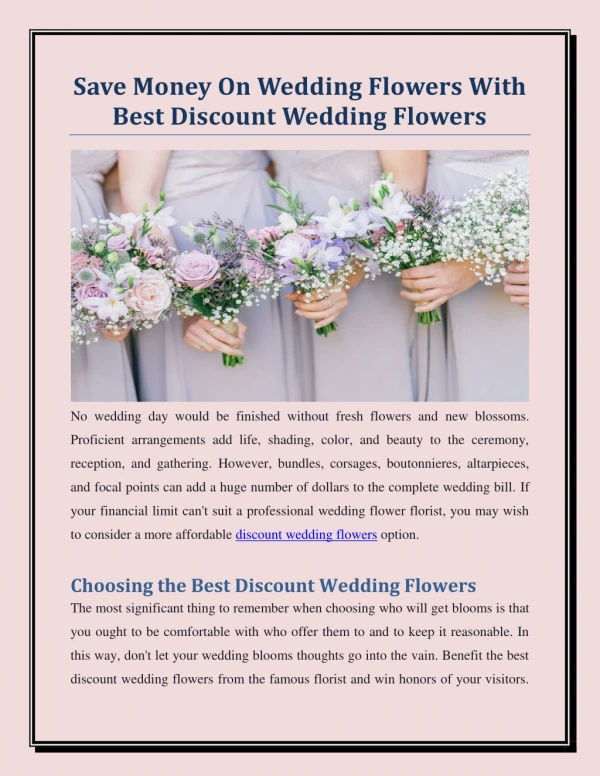 Save Money On Wedding Flowers With Best Discount Wedding Flowers
