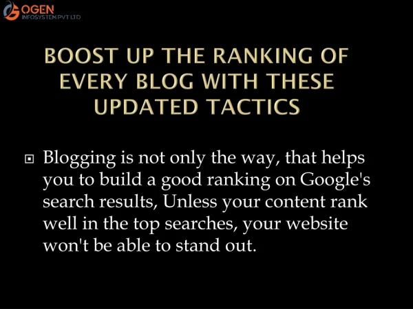 BOOST UP THE RANKING OF EVERY BLOG WITH THESE UPDATED TACTICS