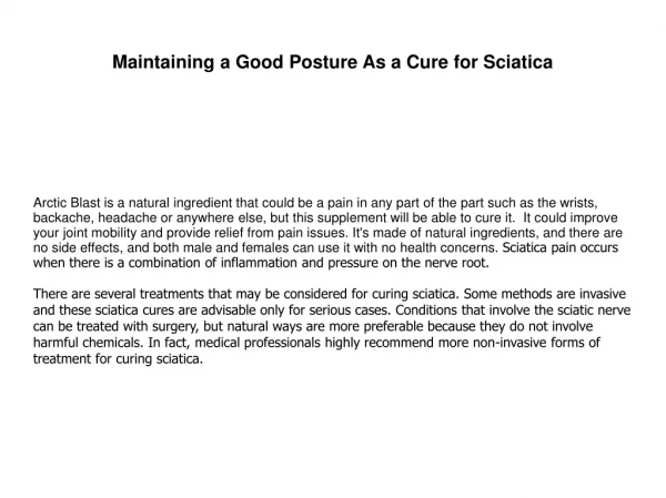 Maintaining a Good Posture As a Cure for Sciatica