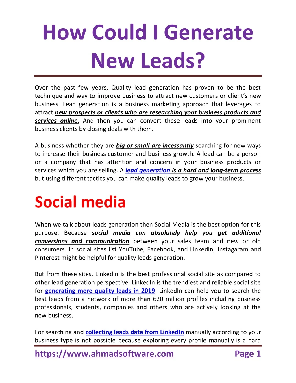 how could i generate new leads