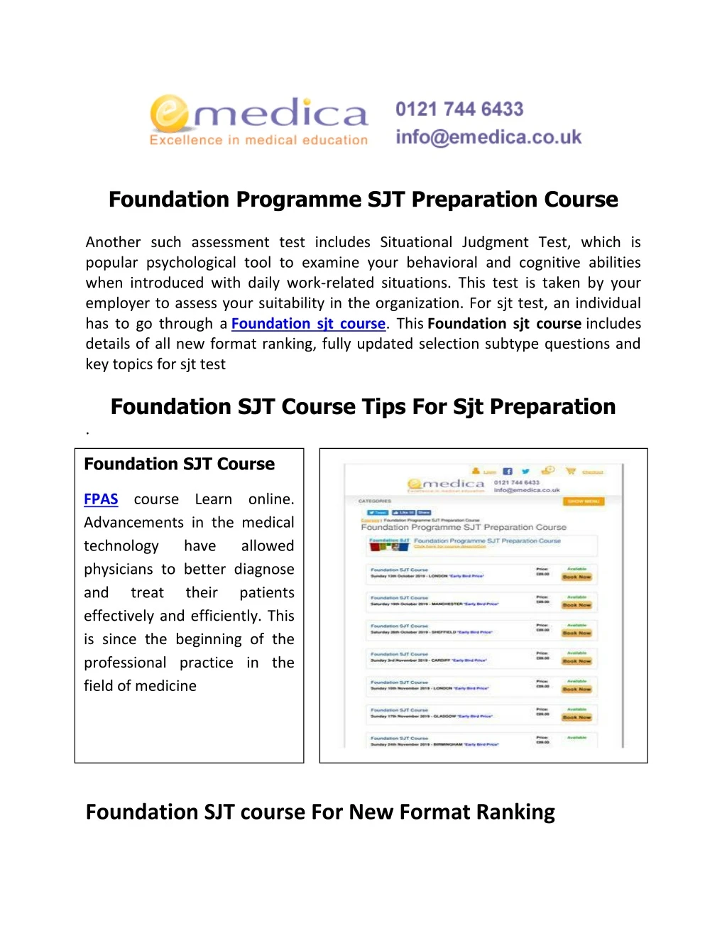 foundation programme sjt preparation course