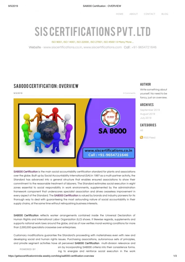 SA8000 Certification social accountability : Overview