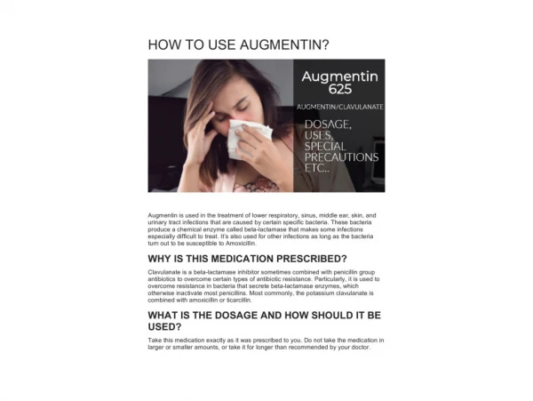 HOW TO USE AUGMENTIN?