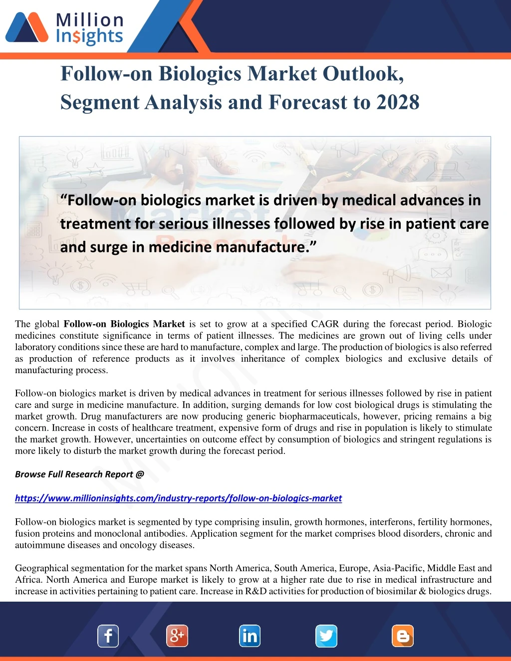 follow on biologics market outlook segment