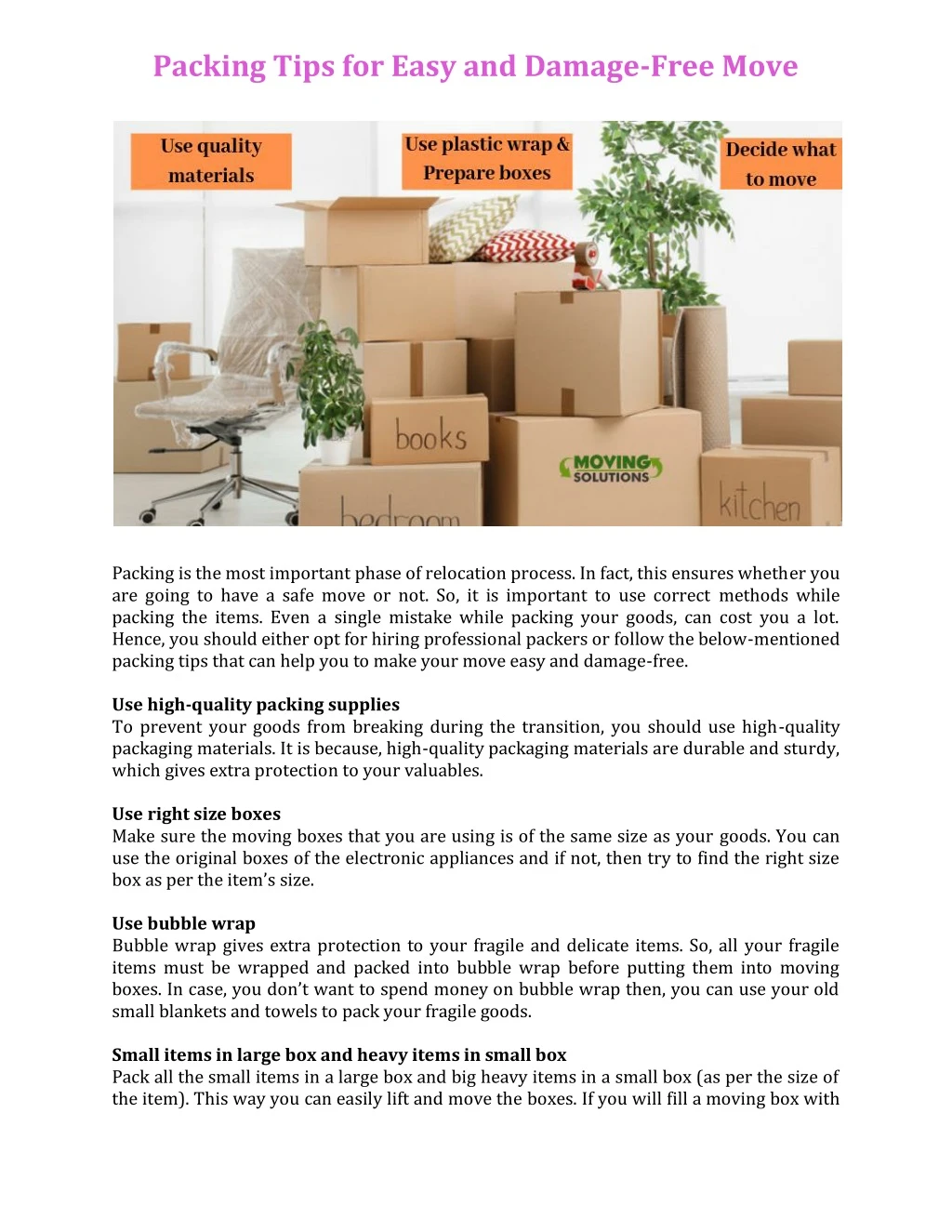packing tips for easy and damage free move