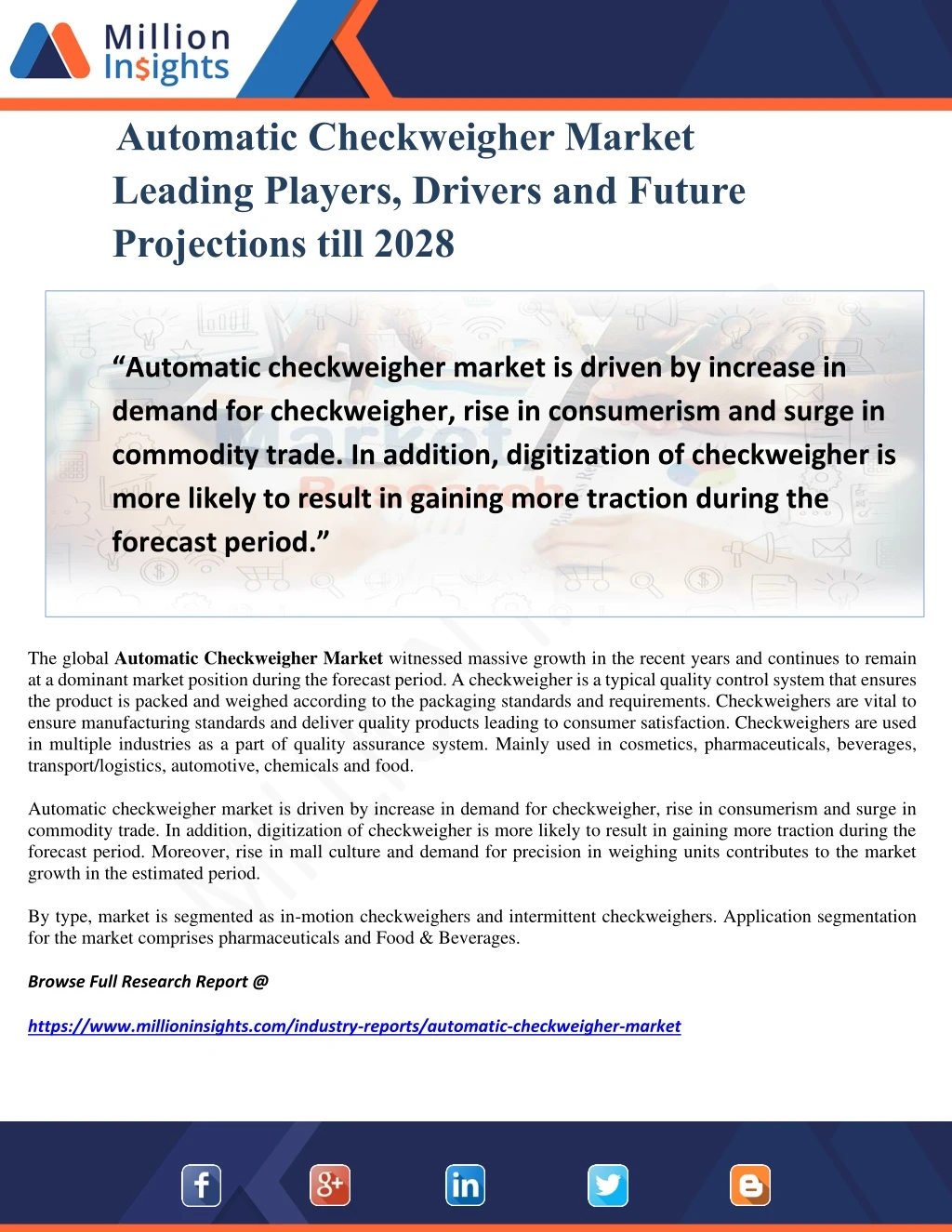 automatic checkweigher market leading players