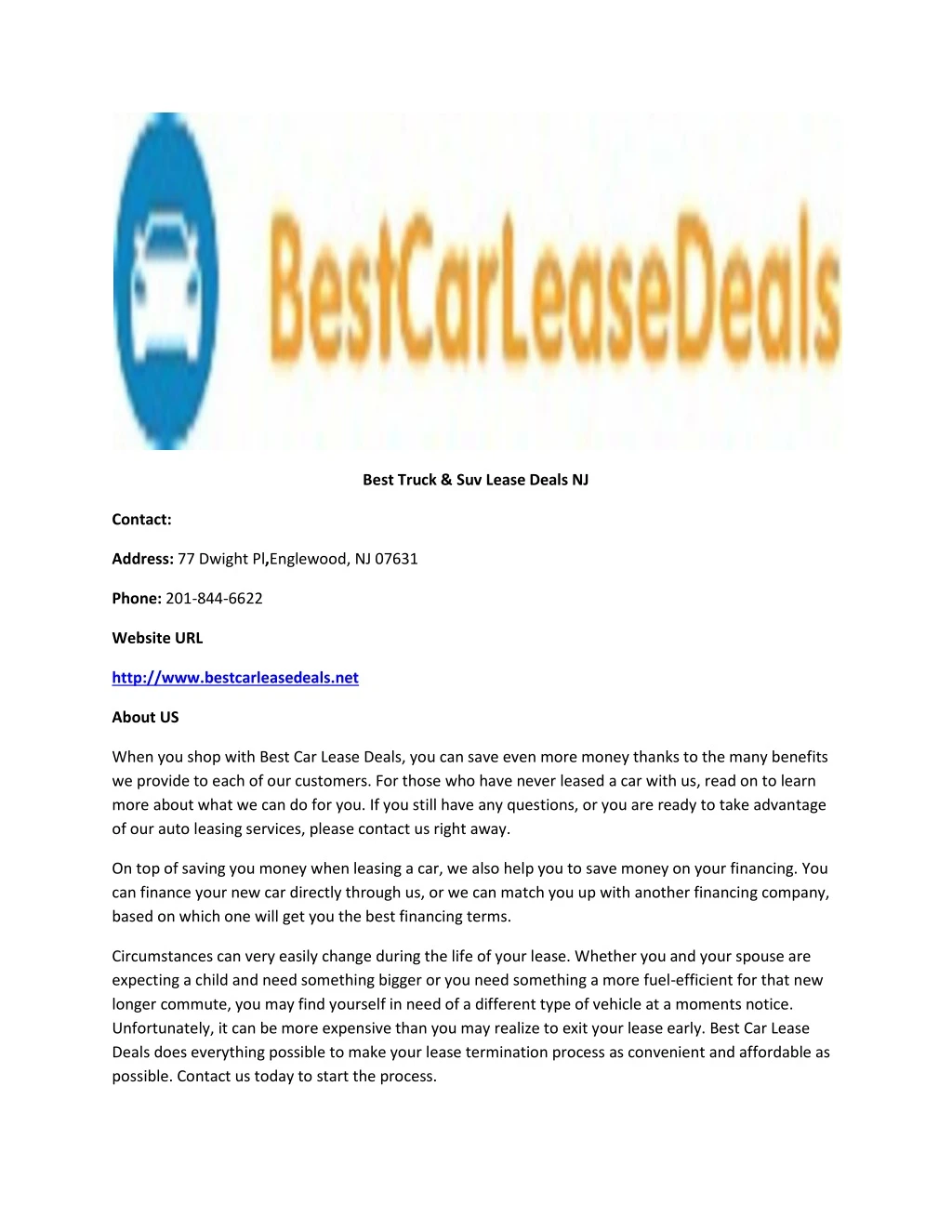 best truck suv lease deals nj