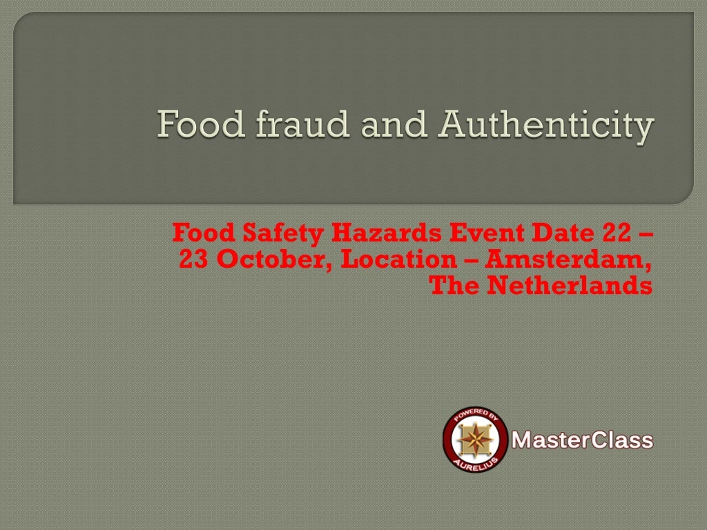 food fraud and authenticity