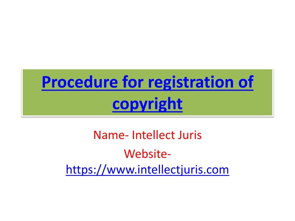 procedure for registration of copyright