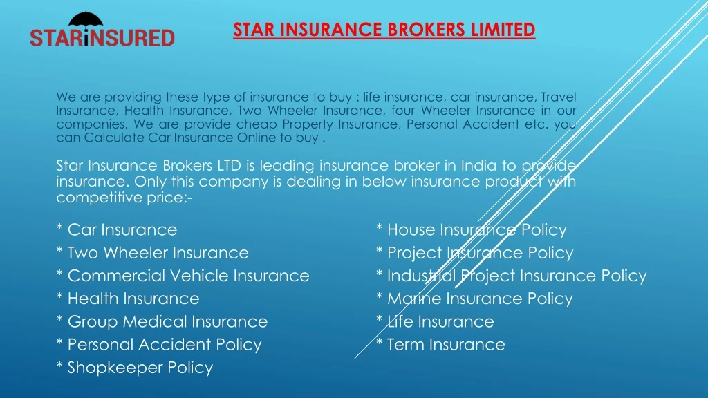 star insurance brokers limited
