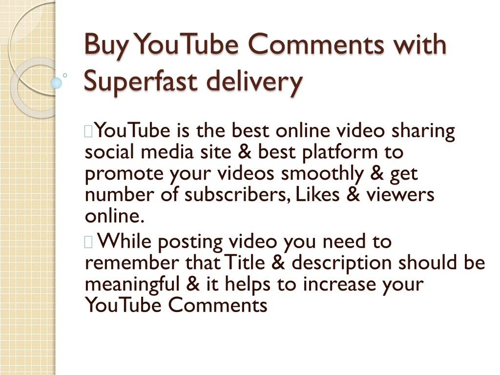 buy youtube comments with superfast delivery