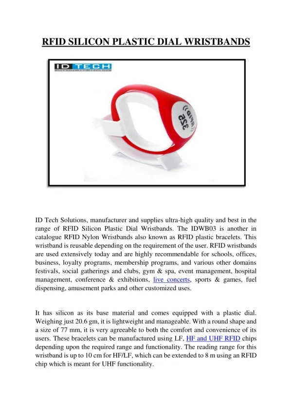 RFID Silicon Plastic Dial Wristbands | RFID Wristbands Manufacturer India