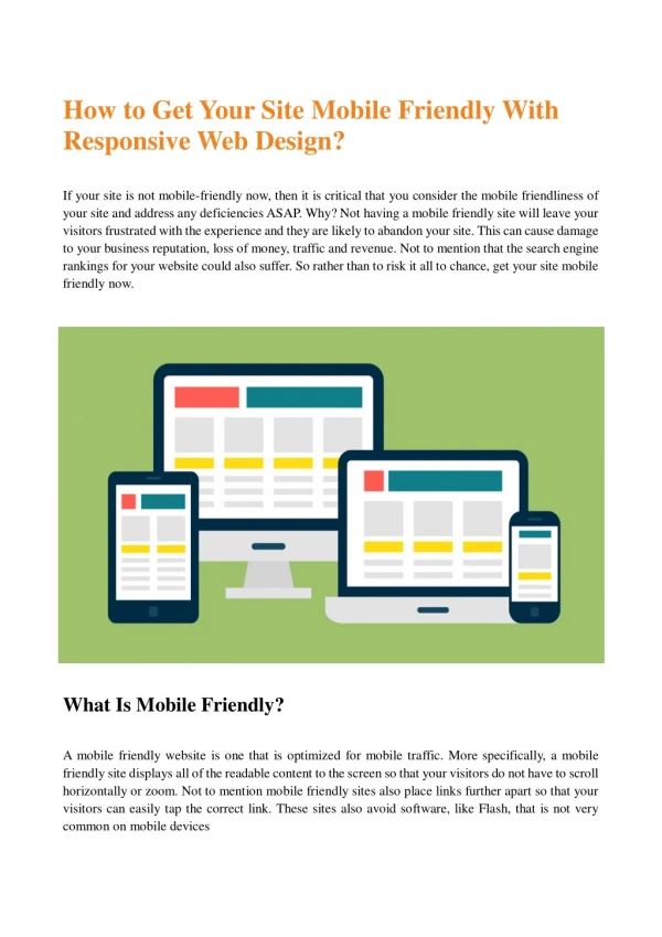 How to Get Your Site Mobile Friendly With Responsive Web Design?