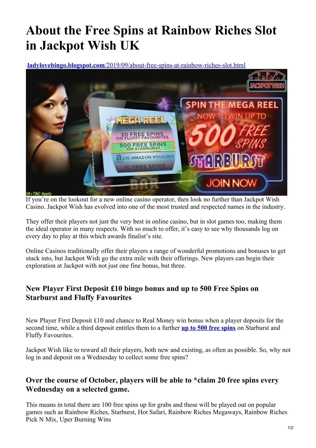 about the free spins at rainbow riches slot