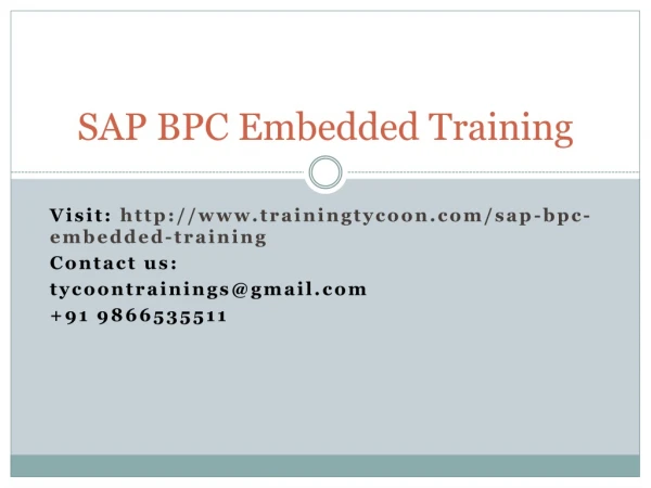SAP BPC EMBEDDED Training | SAP BPC EMBEDDED Online Training
