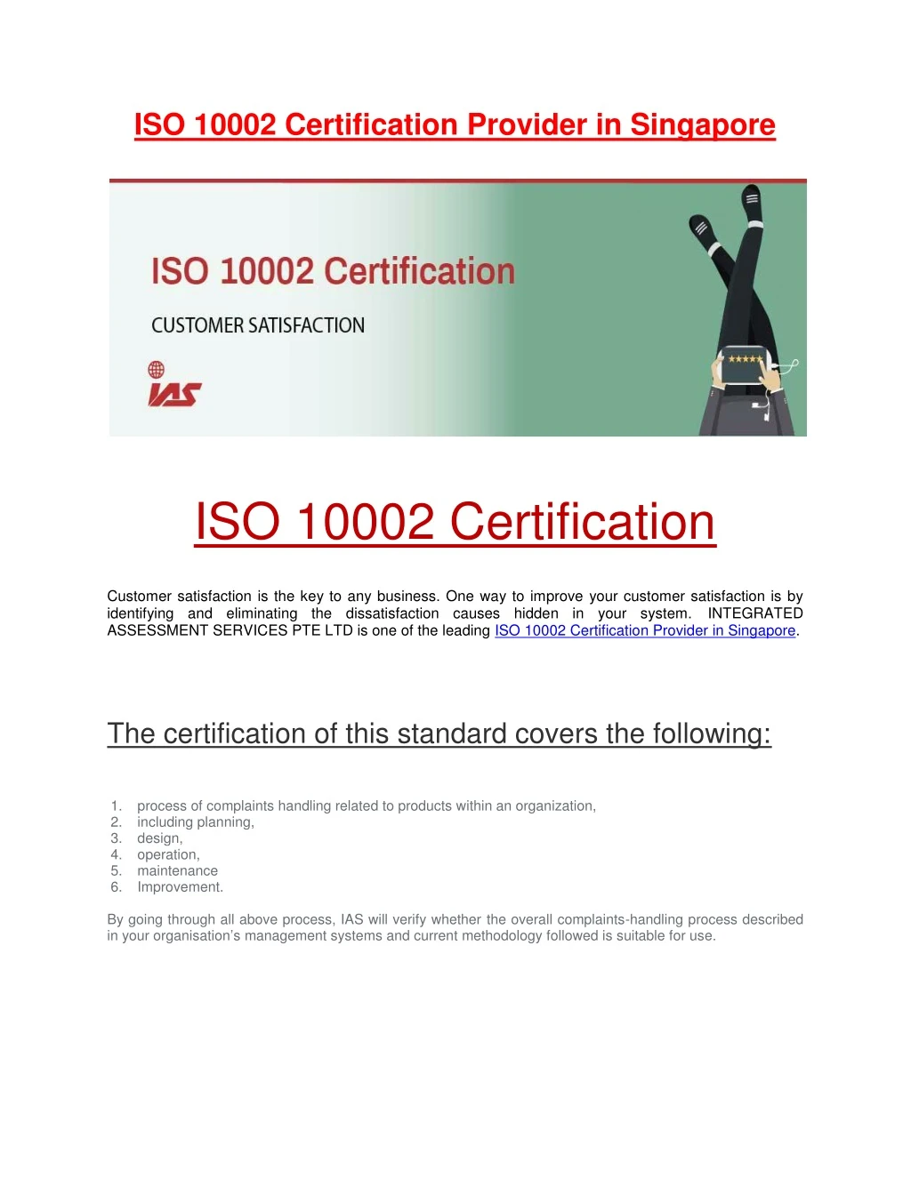 iso 10002 certification provider in singapore