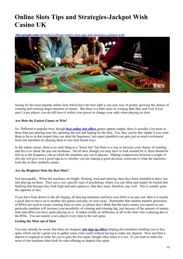 Online Slots Tips and Strategies-Jackpot Wish Casino UK