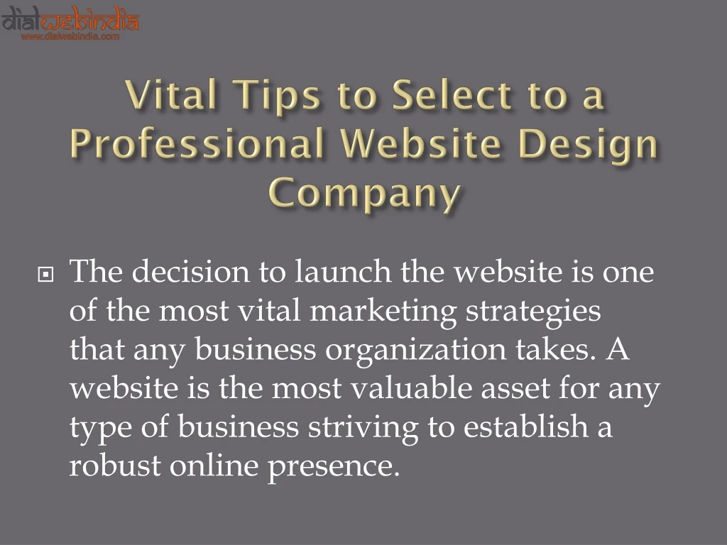 vital tips to select to a professional website design company