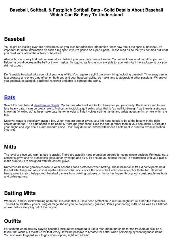 Baseball, Softball, & Fastpitch Softball Bats - Solid Details About Baseball Which Can Be Straightforward