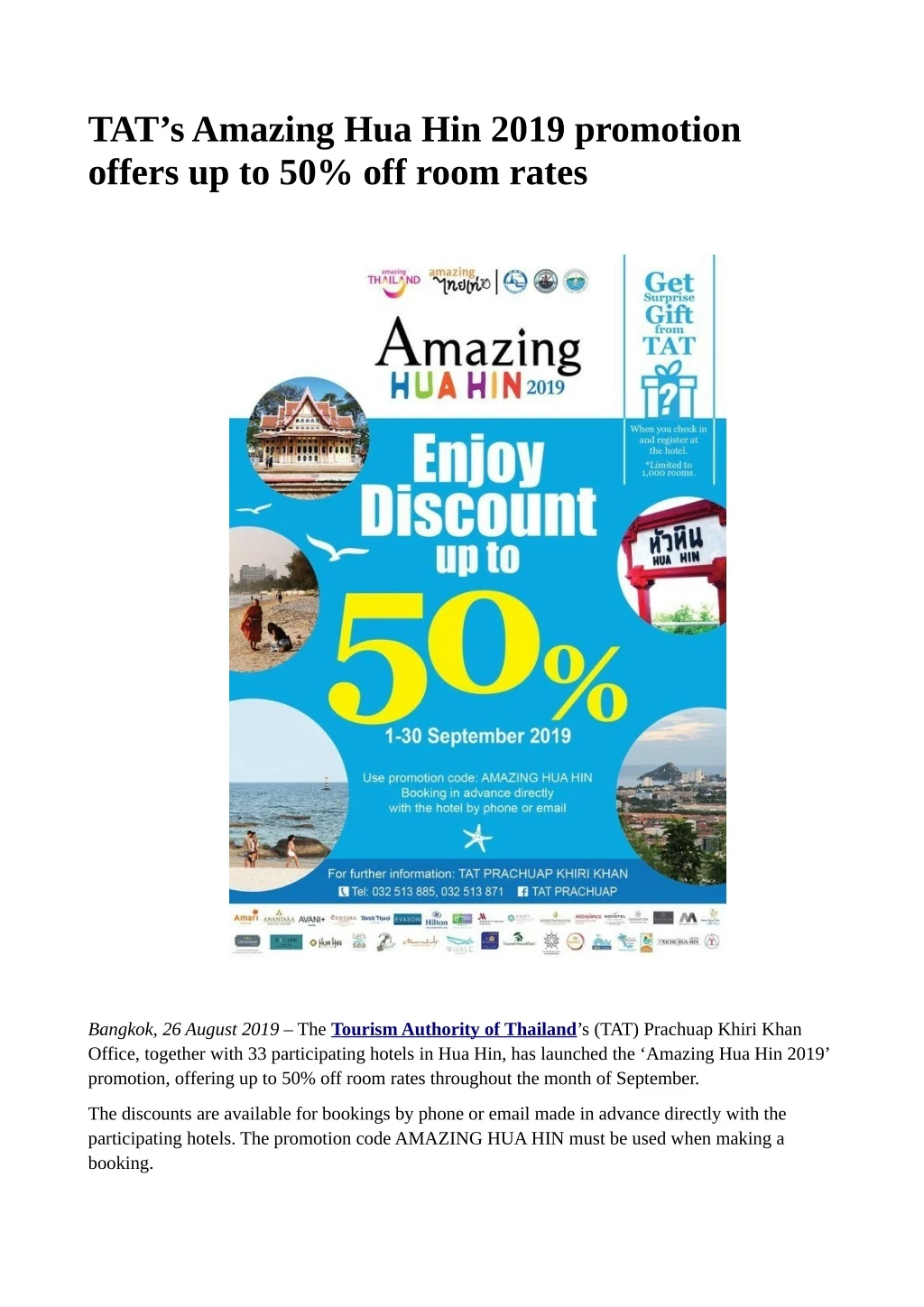 tat s amazing hua hin 2019 promotion offers