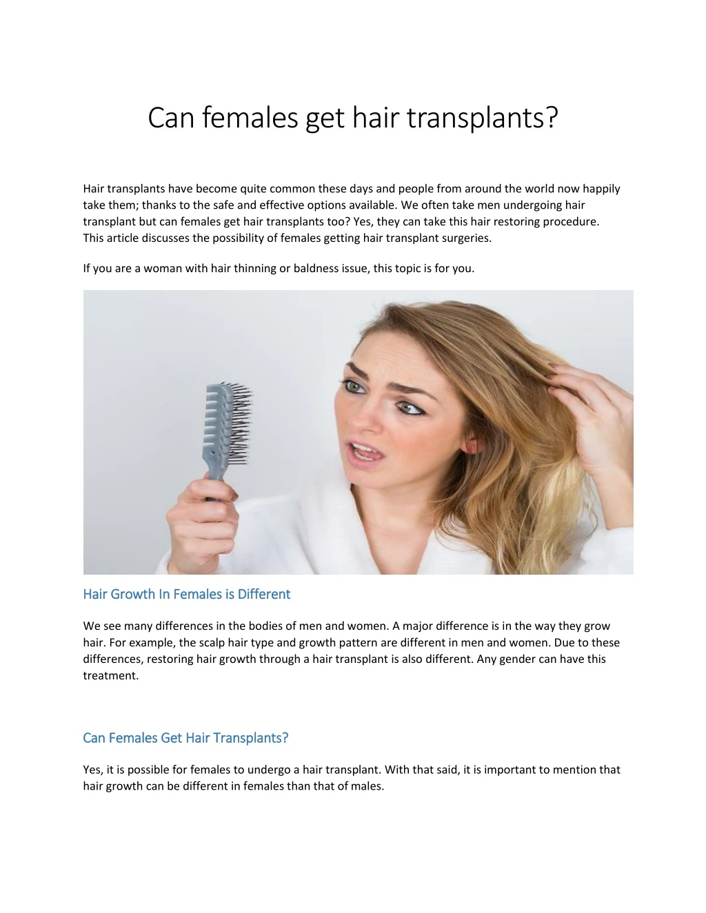 can females get hair transplants