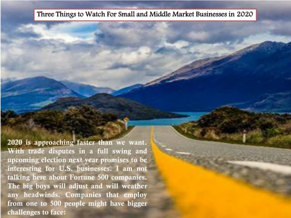 Three Things to Watch For Small and Middle Market Businesses in 2020