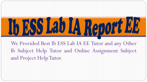 Ib ESS Lab IA Report Extended Essay Tutor