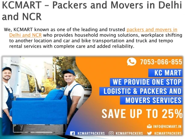 KCMART – Packers and Movers in Delhi and NCR
