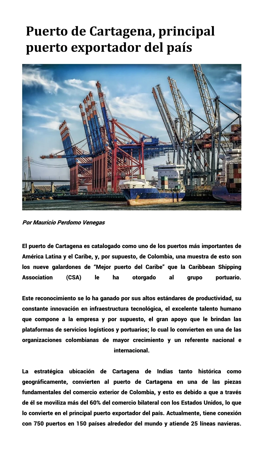puerto de cartagena principal puerto exportador