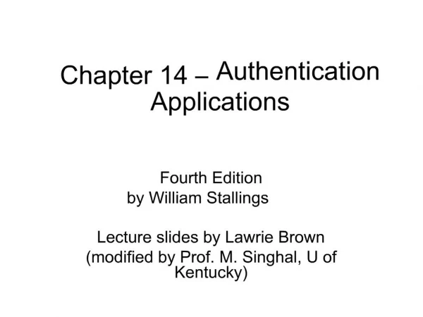 Chapter 14 Authentication Applications