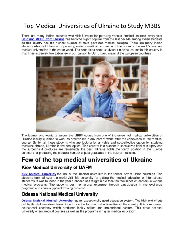 Top Medical Universities of Ukraine to Study MBBS - Education Consultancy