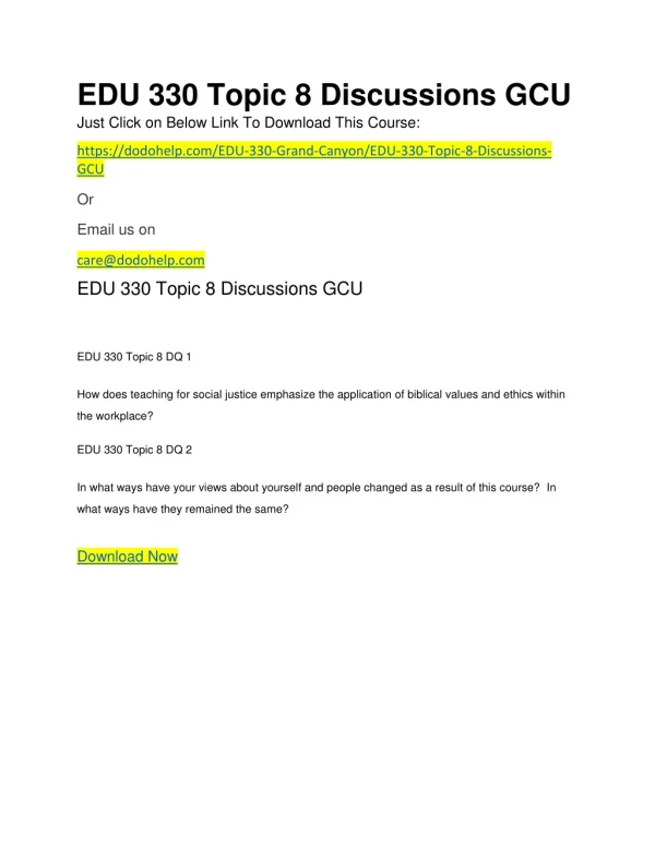 EDU 330 Topic 8 Discussions GCU