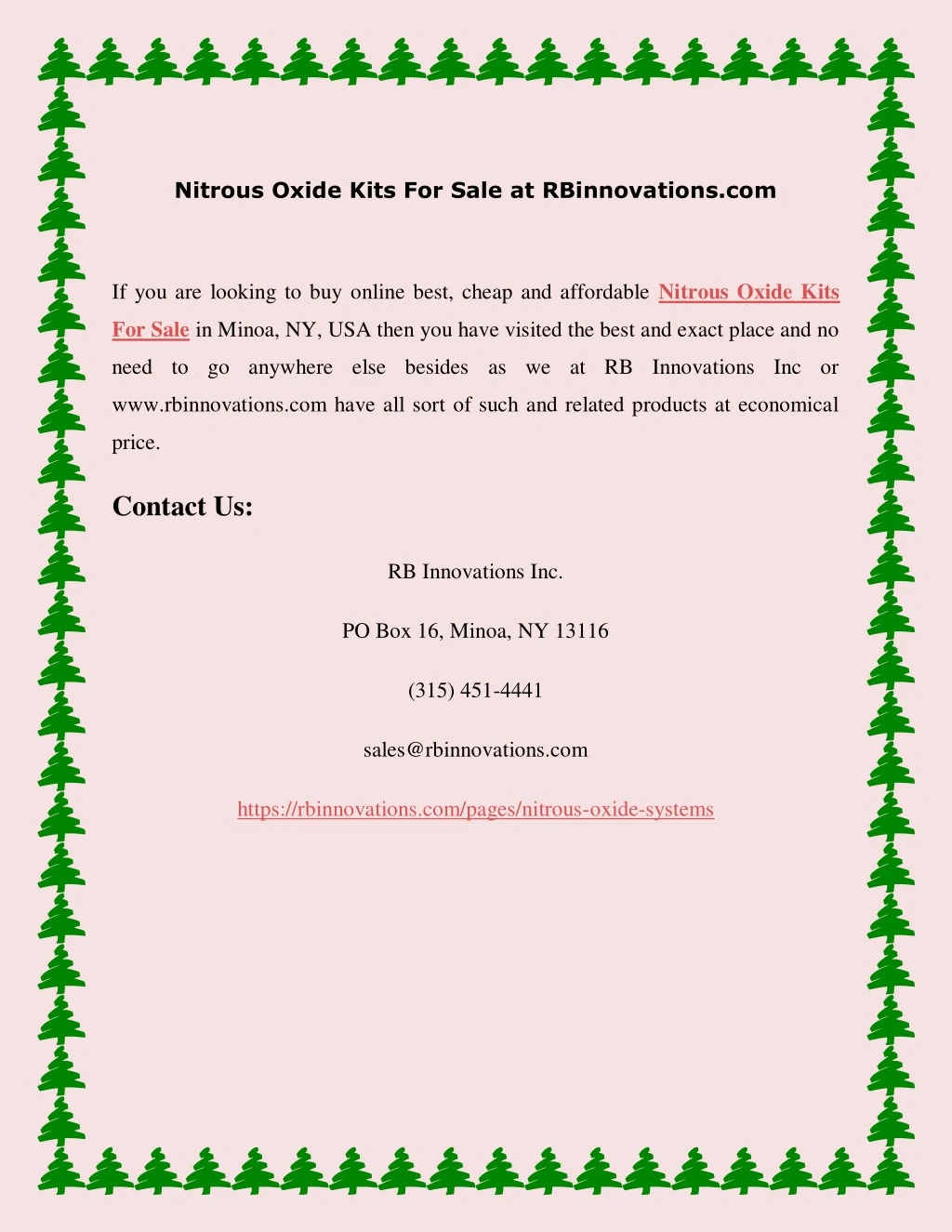 nitrous oxide kits for sale at rbinnovations com