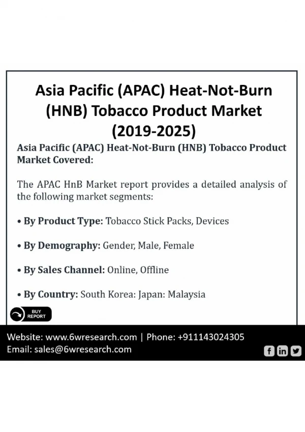 Asia Pacific (APAC) Heat-Not-Burn (HnB) Tobacco Product Market (2019-2025)