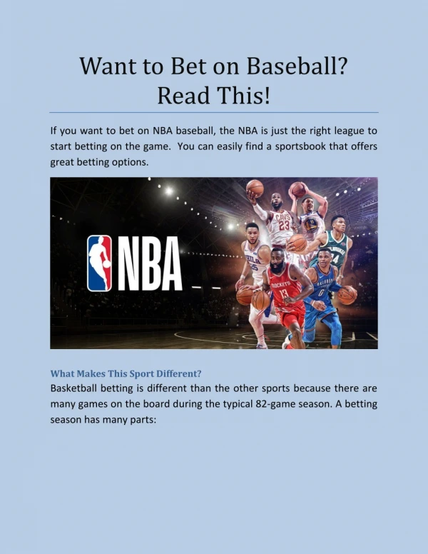 Want to Bet on Baseball? Read This!