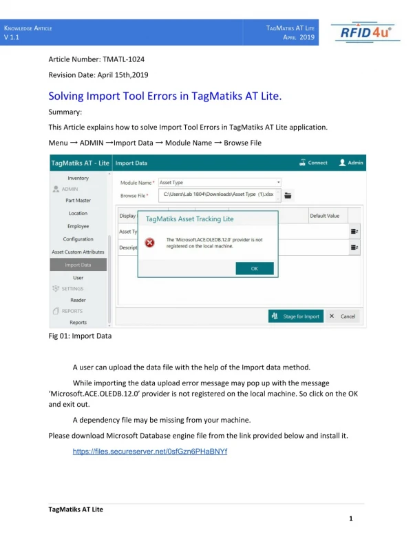 Solving Import Tool Errors | TagMatiks Asset Tracking Lite
