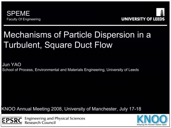 Mechanisms of Particle Dispersion in a Turbulent, Square Duct Flow