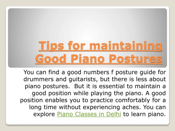 Tips to maintain Good Piano Posture