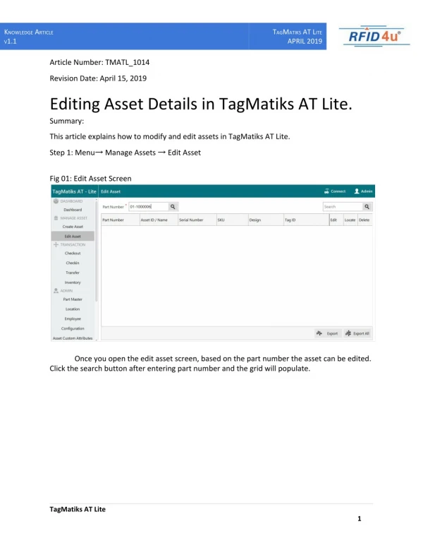 Editing Asset Details | TagMatiks Asset Tracking Lite software