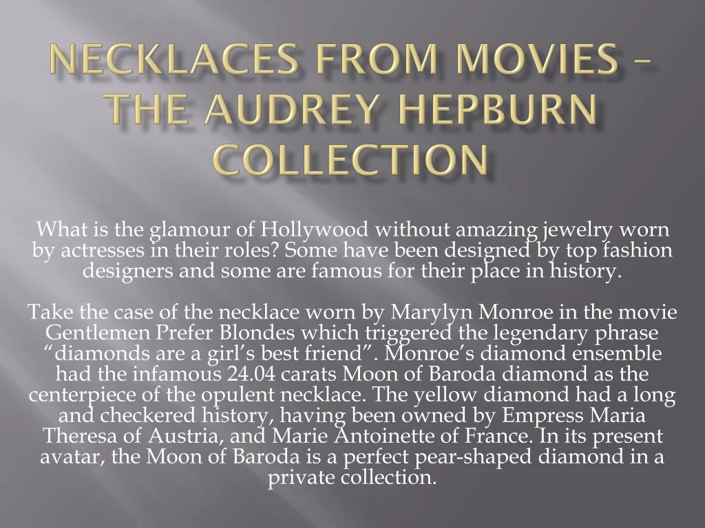 necklaces from movies the audrey hepburn collection