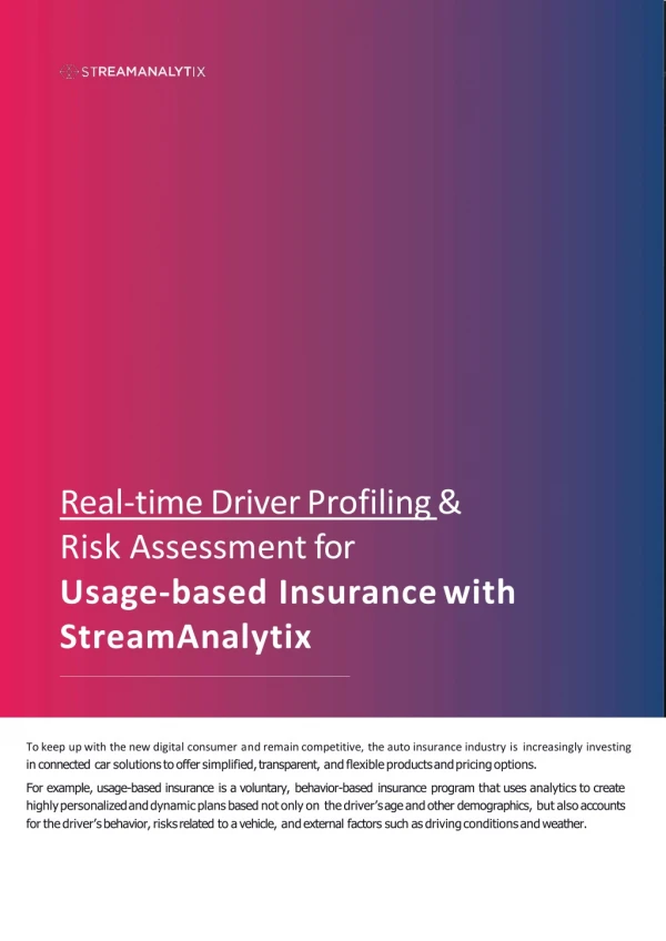 Real-Time Driver Profiling & Risk Assessment for Usage-based Insurance with StreamAnalytix