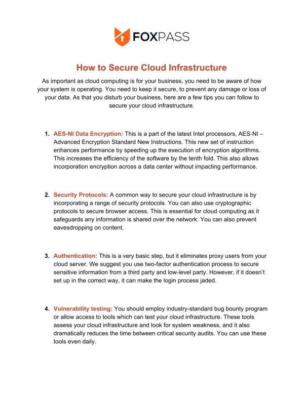 How To Secure Cloud Infrastructure | Foxpass