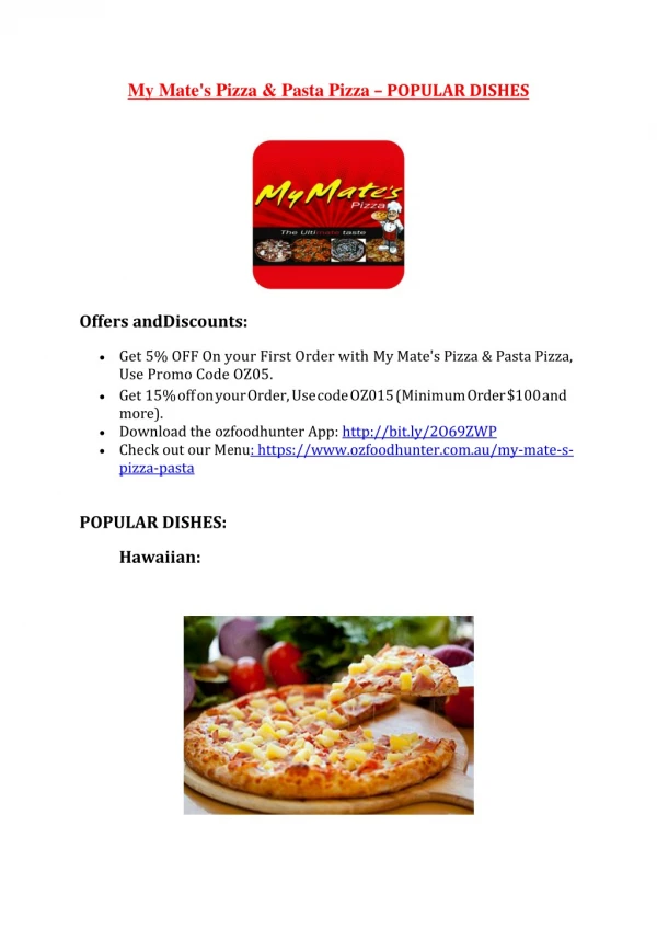 My Mate's Pizza & Pasta Pizza -Shepparton - Order Food Online<