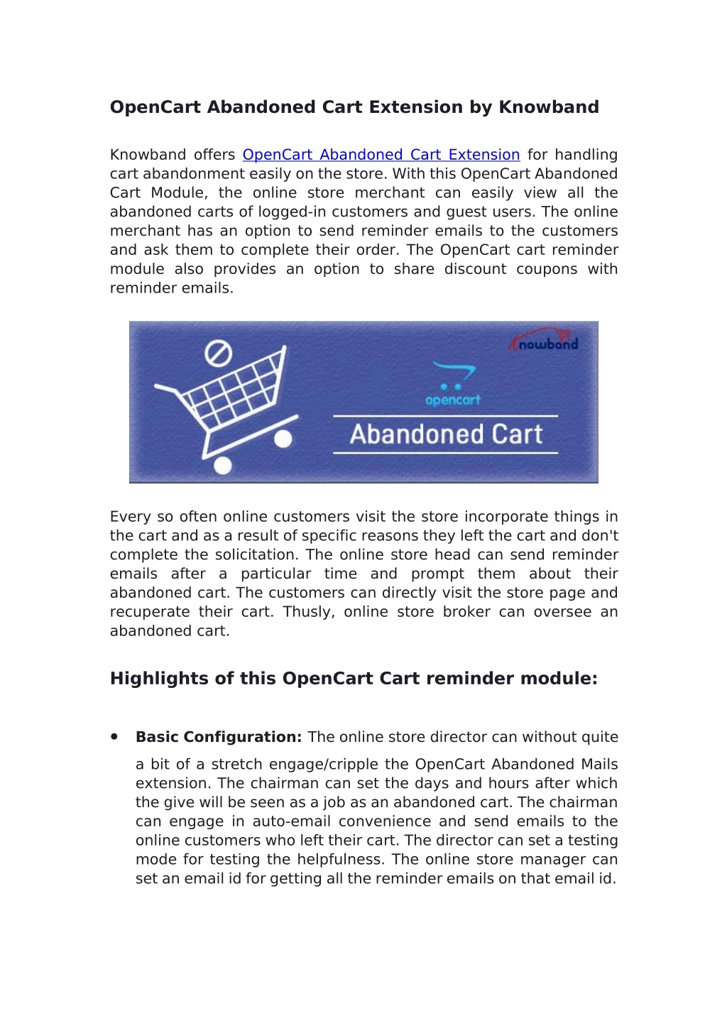 opencart abandoned cart extension by knowband