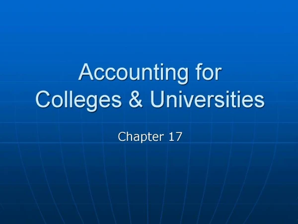 Accounting for Colleges Universities
