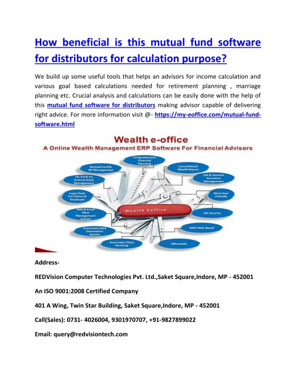 How beneficial is this mutual fund software for distributors for calculation purpose?