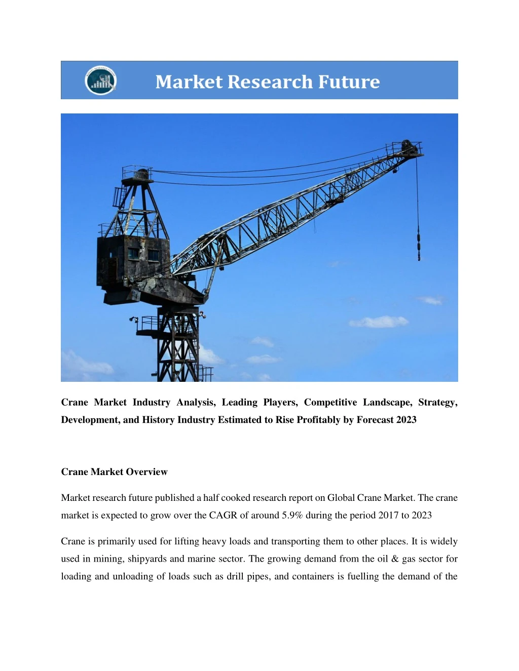 crane market industry analysis leading players